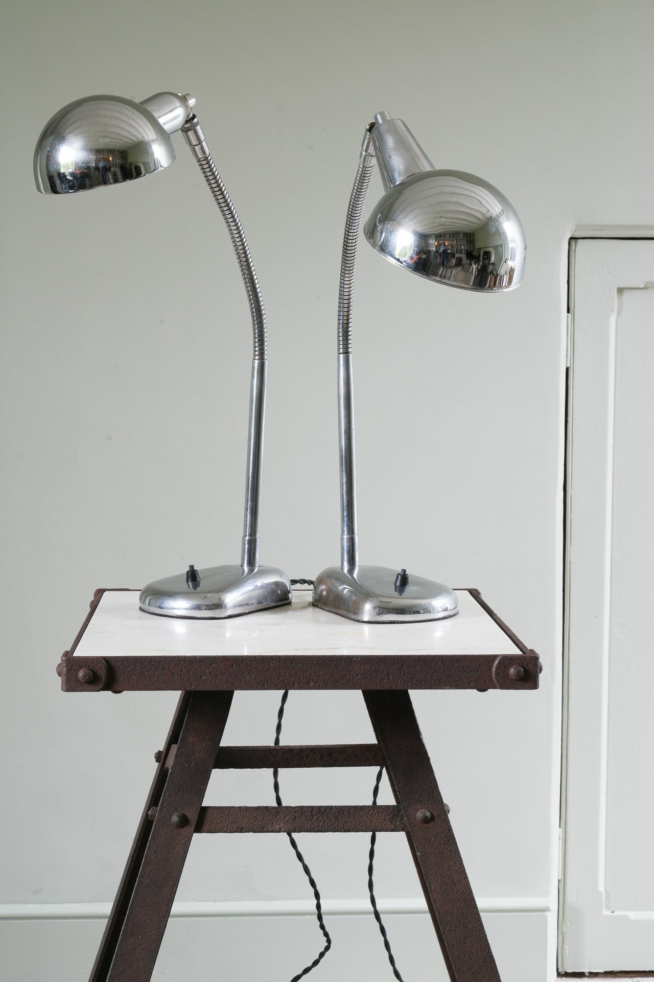 A Pair Chrome Desk Lamps