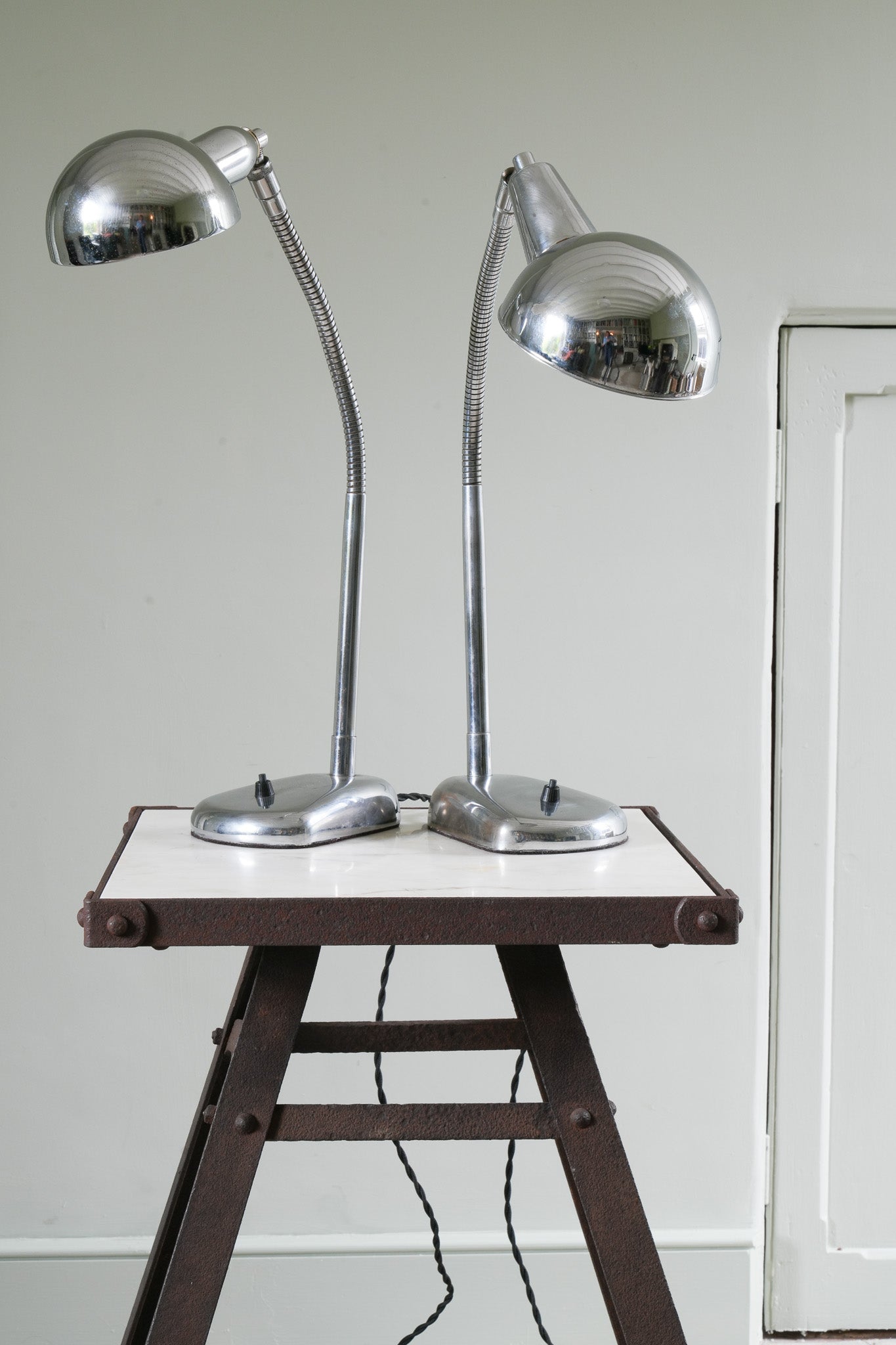 A Pair Chrome Desk Lamps