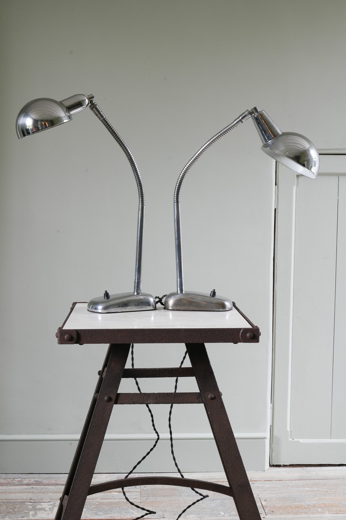 A Pair Chrome Desk Lamps