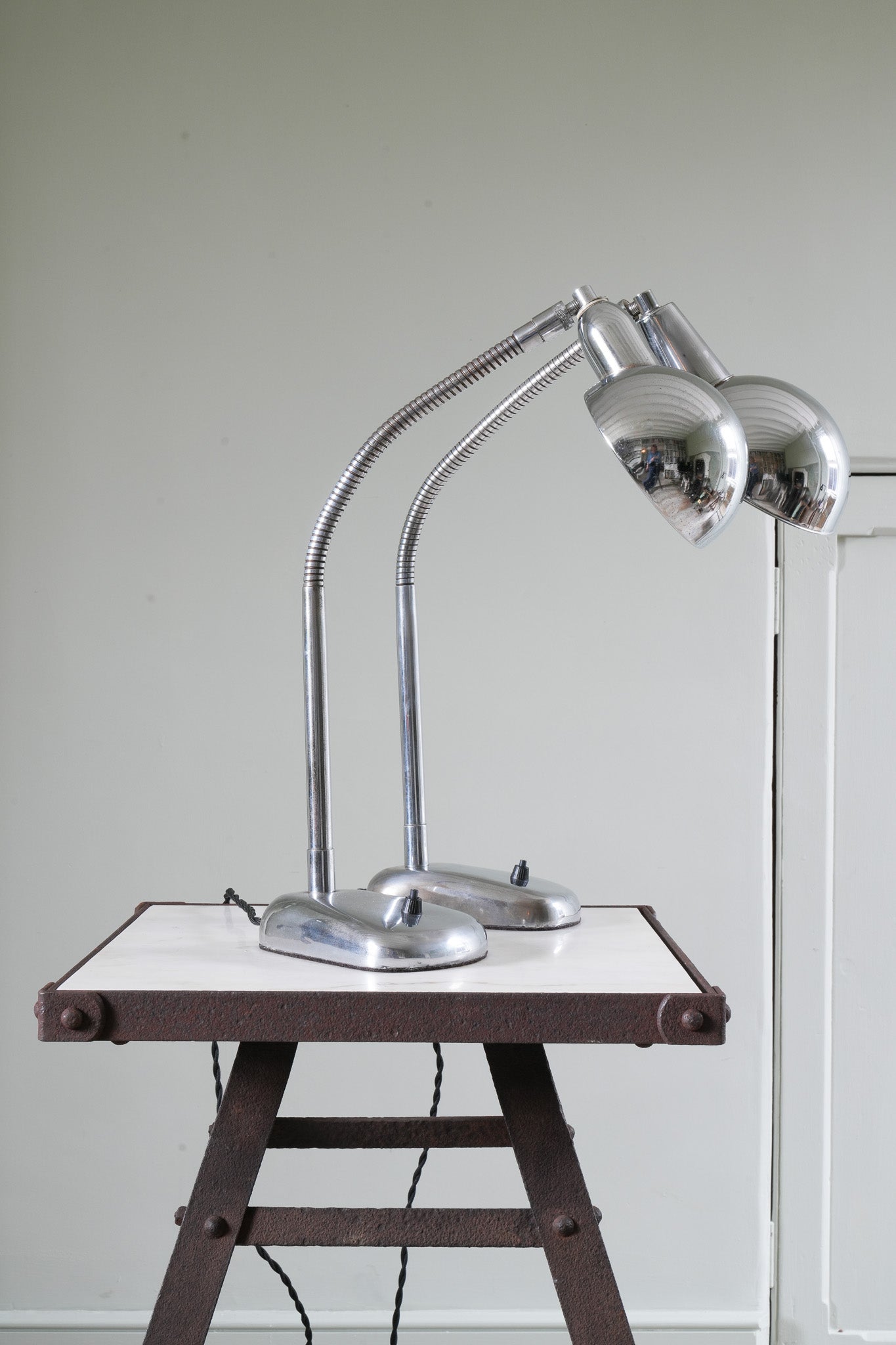 A Pair Chrome Desk Lamps