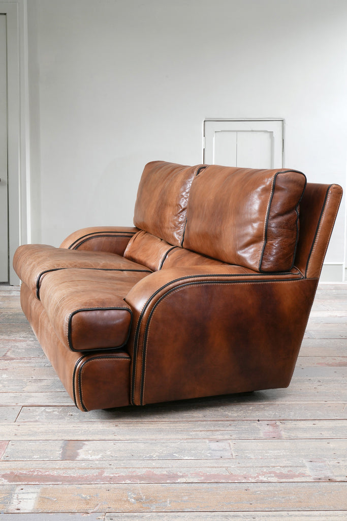 80s Italian Two Seater Leather Sofa Drew Pritchard Ltd