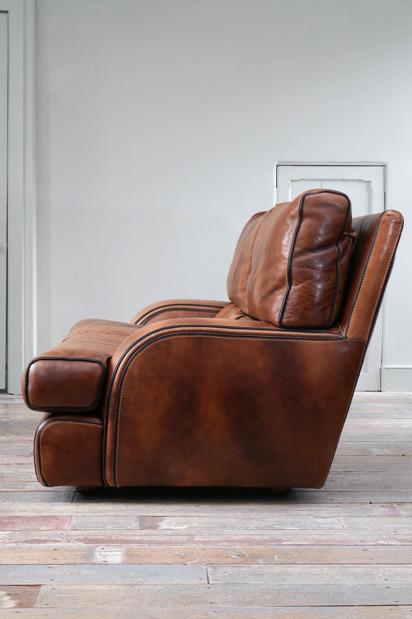 80s Italian Two Seater Leather Sofa Drew Pritchard Ltd