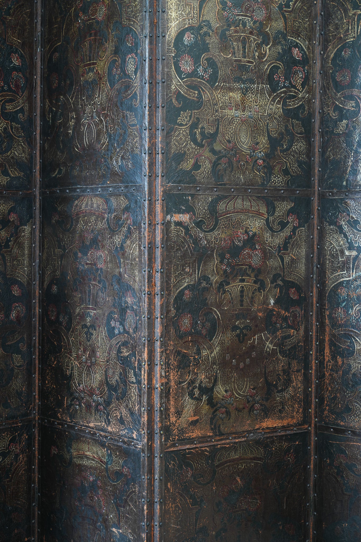An 18th Century Leather Room Screen