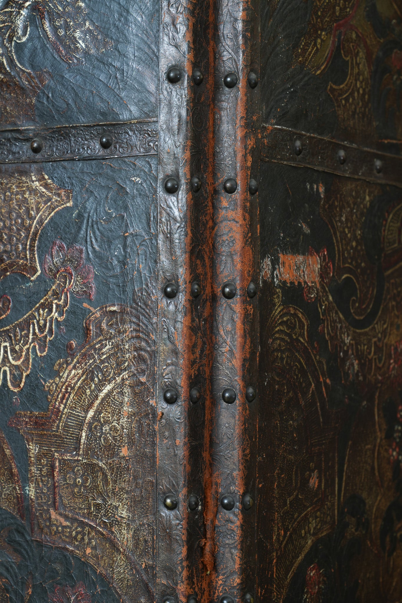 An 18th Century Leather Room Screen