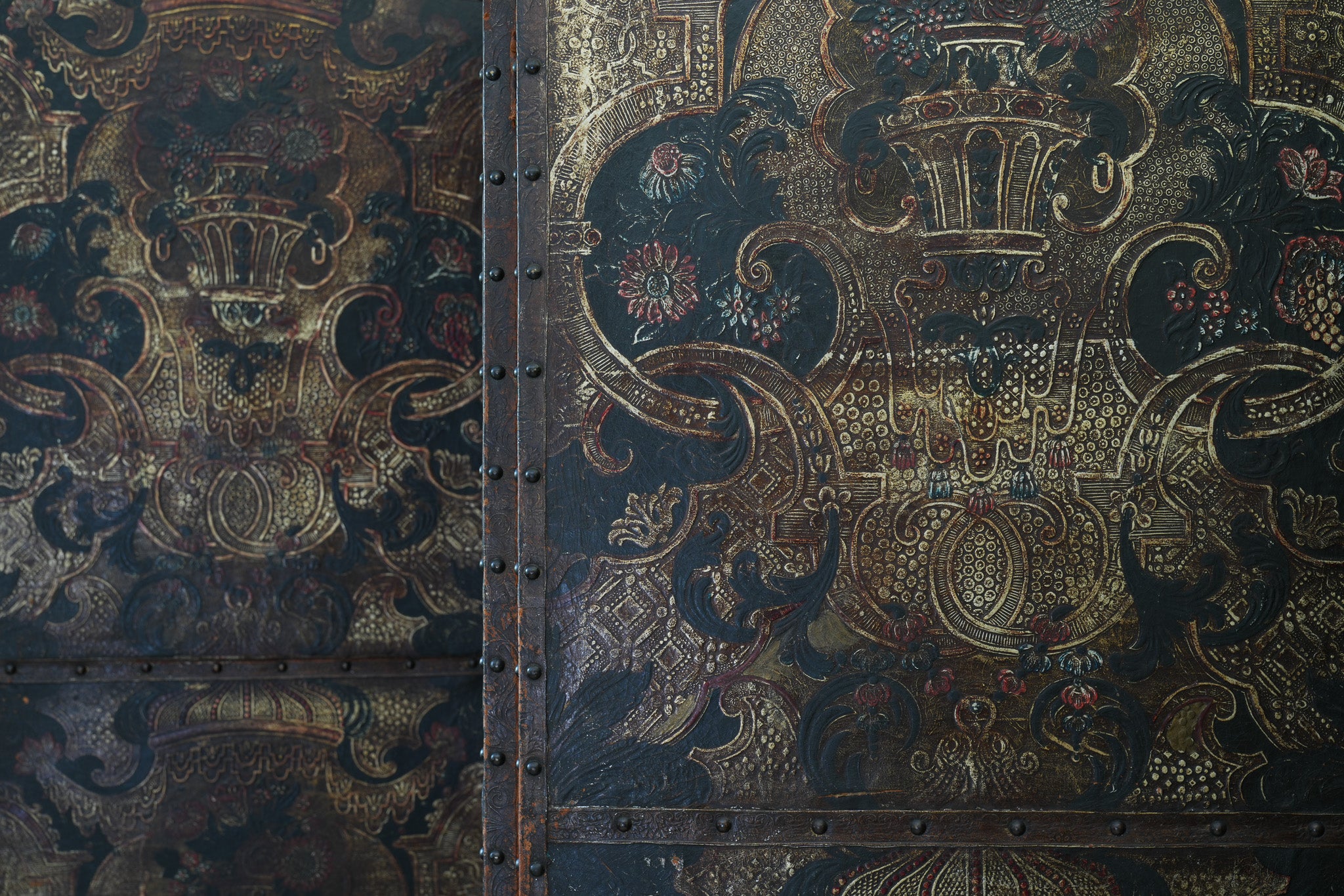 An 18th Century Leather Room Screen