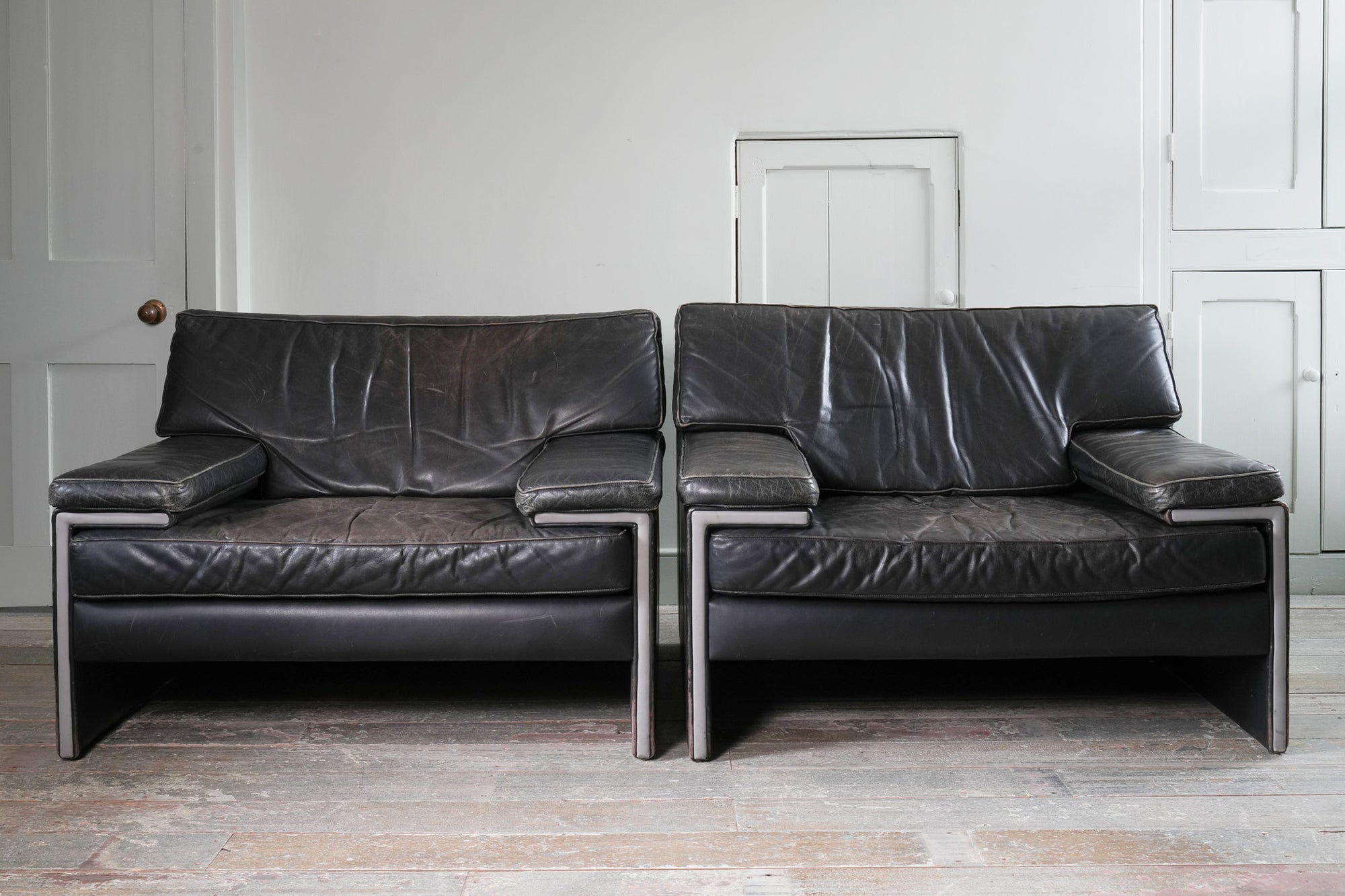 Two Large Leather Artifort Lounge Chairs