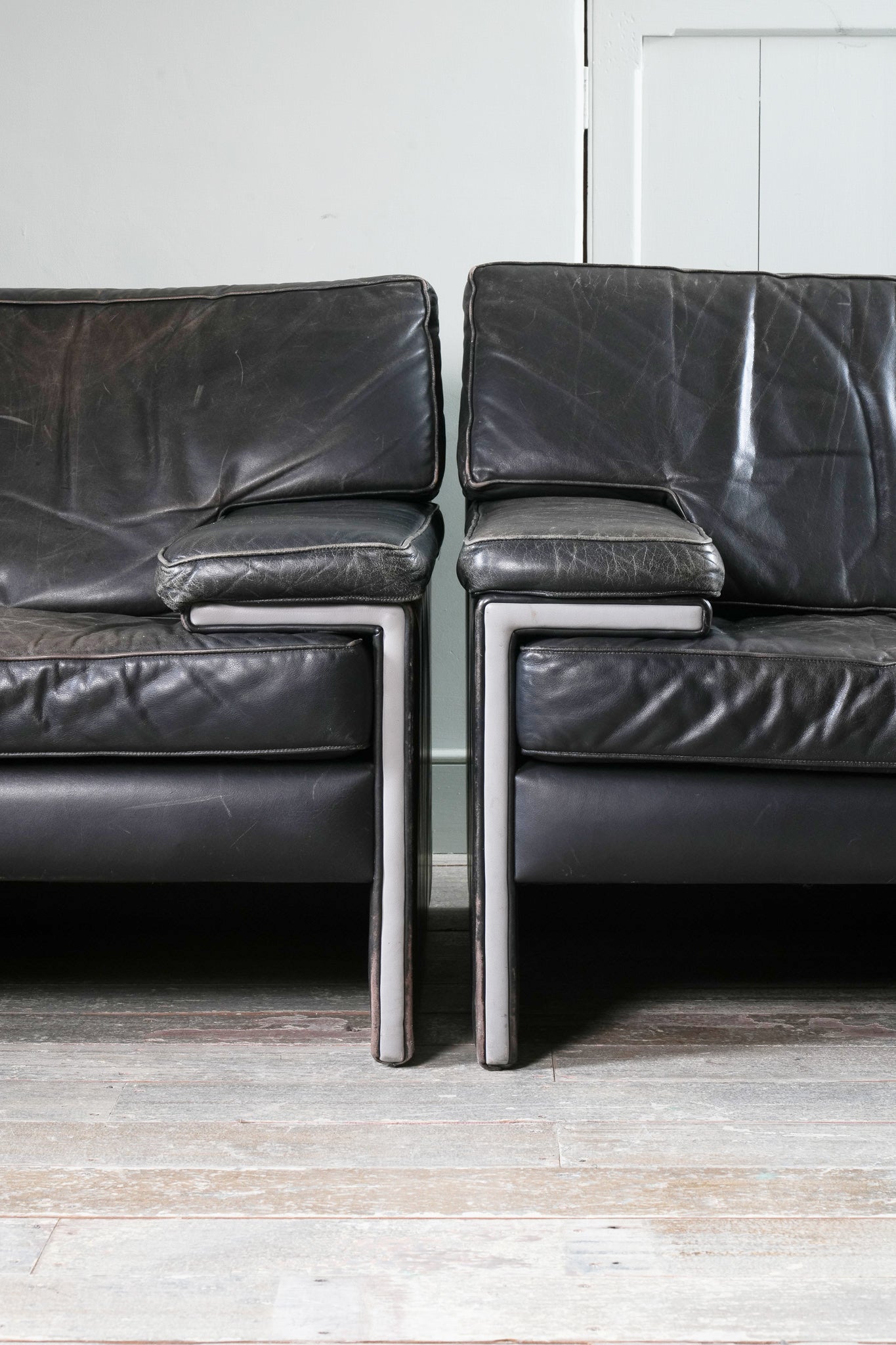 Two Large Leather Artifort Lounge Chairs