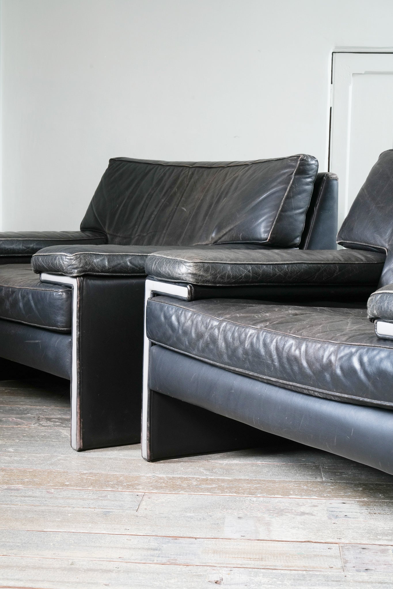 Two Large Leather Artifort Lounge Chairs