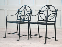 A Pair of Regency Wrought Iron Garden Chairs