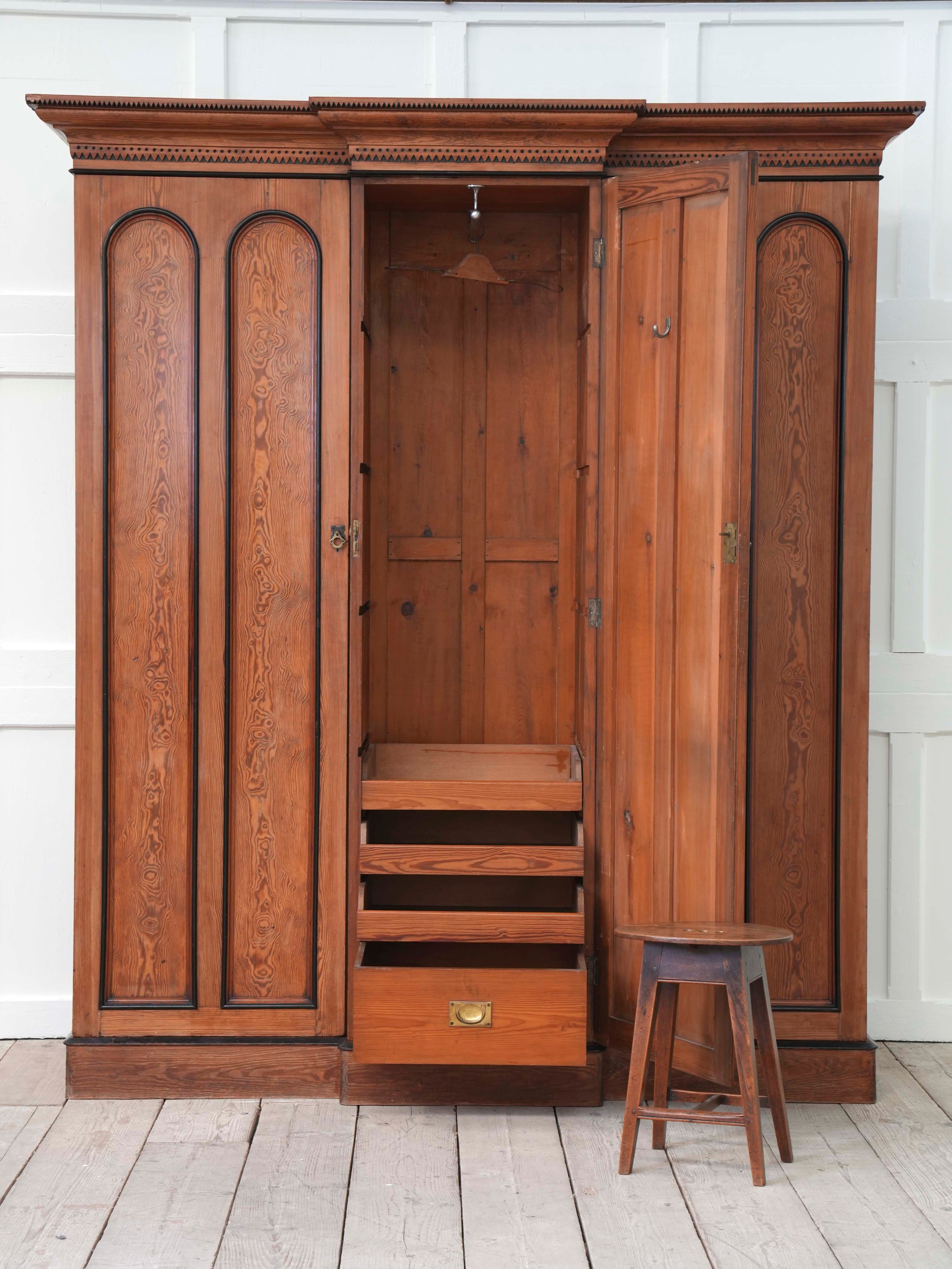A 19th Century Baltic Pine Breakfront Wardrobe