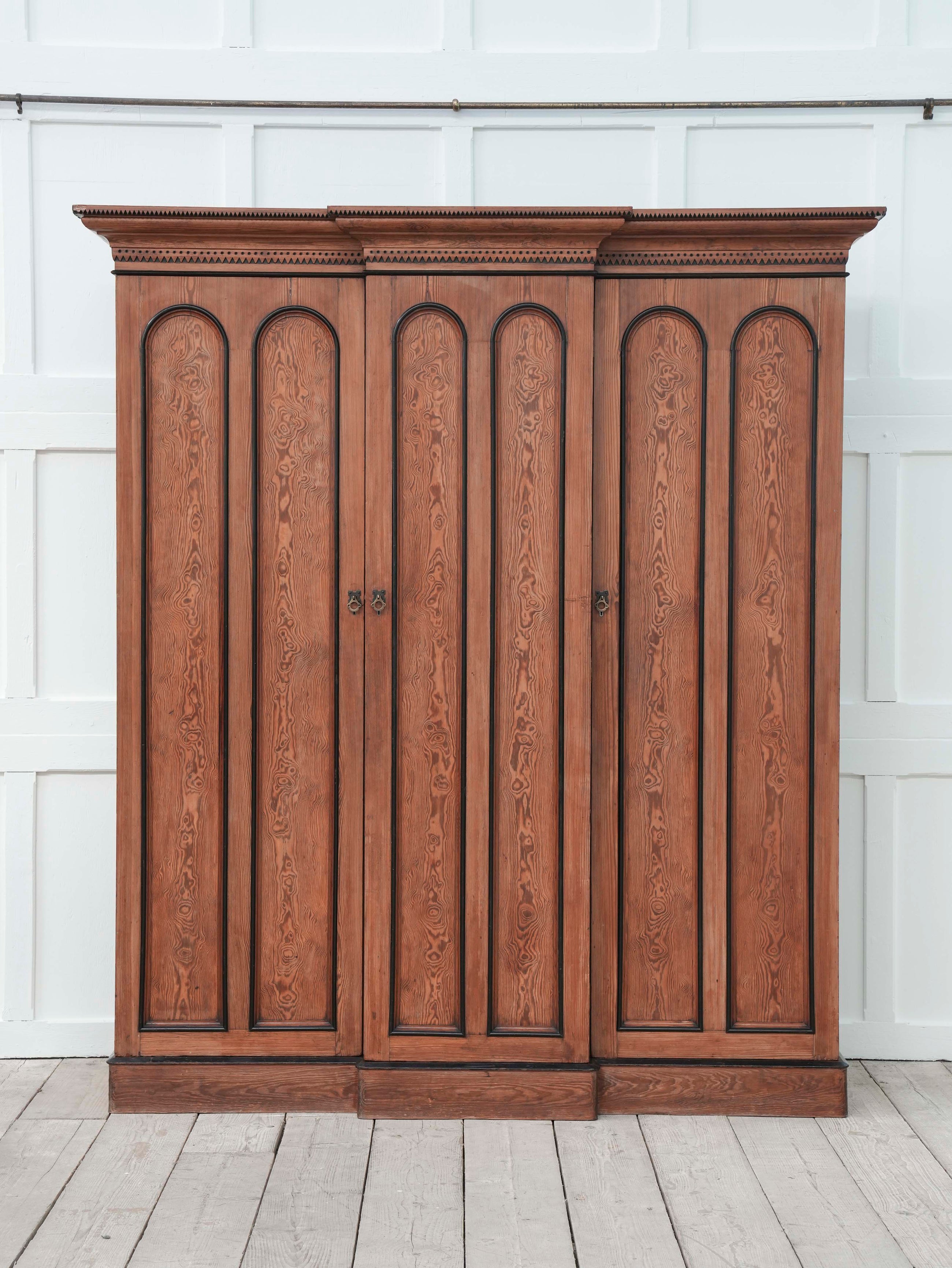 A 19th Century Baltic Pine Breakfront Wardrobe