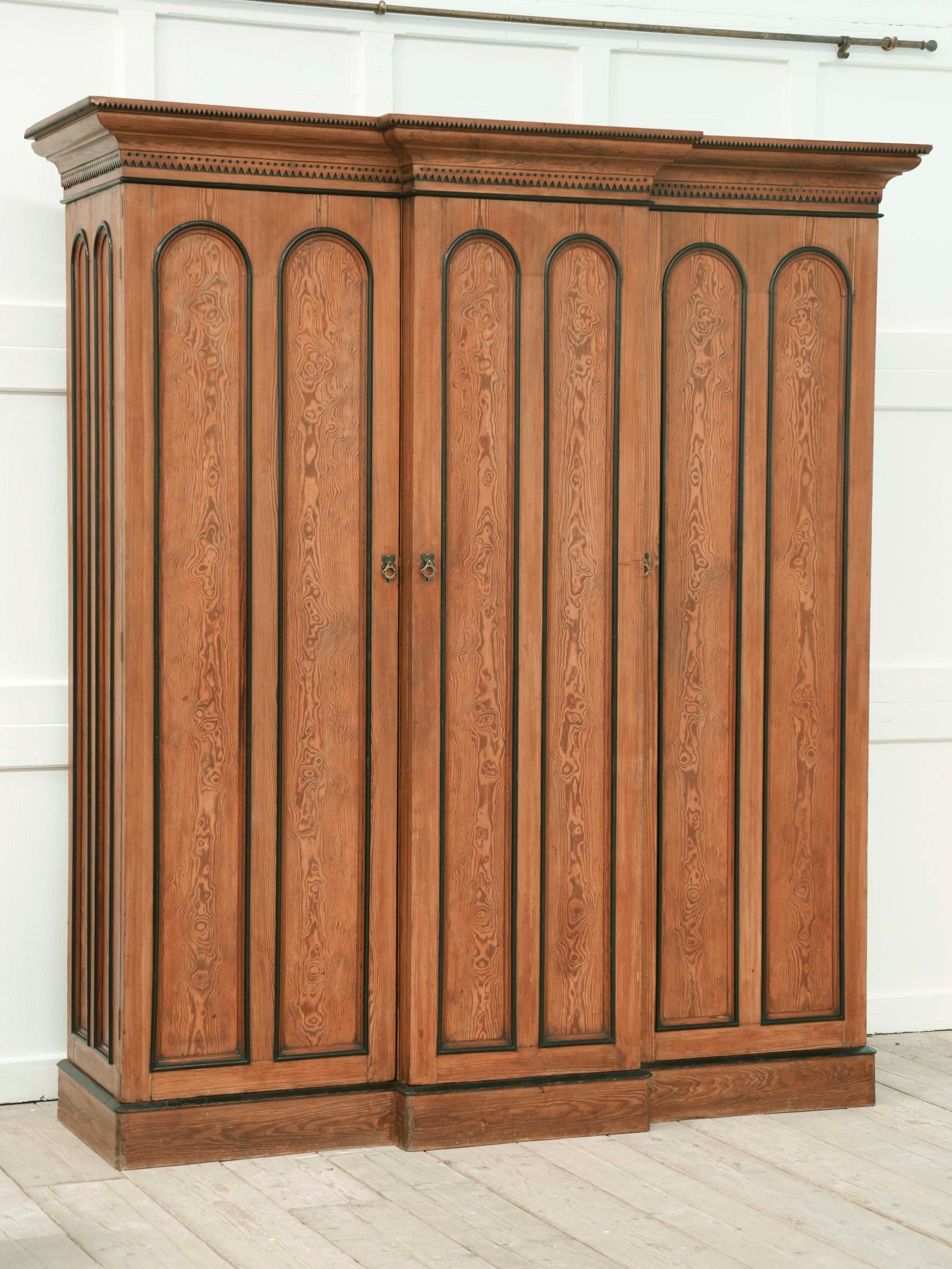 A 19th Century Baltic Pine Breakfront Wardrobe