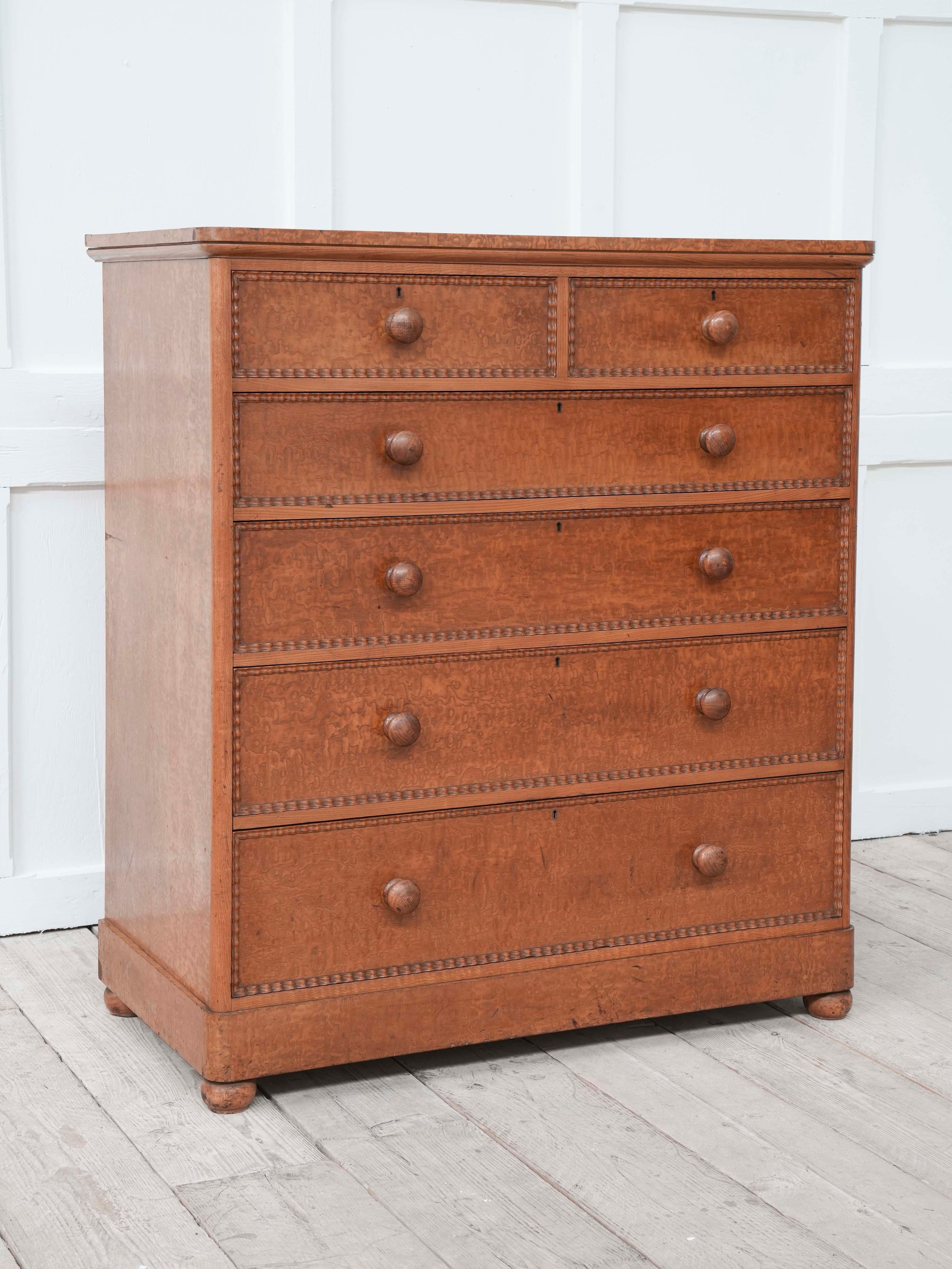 A 19th Century Burr Ash Chest of Drawers