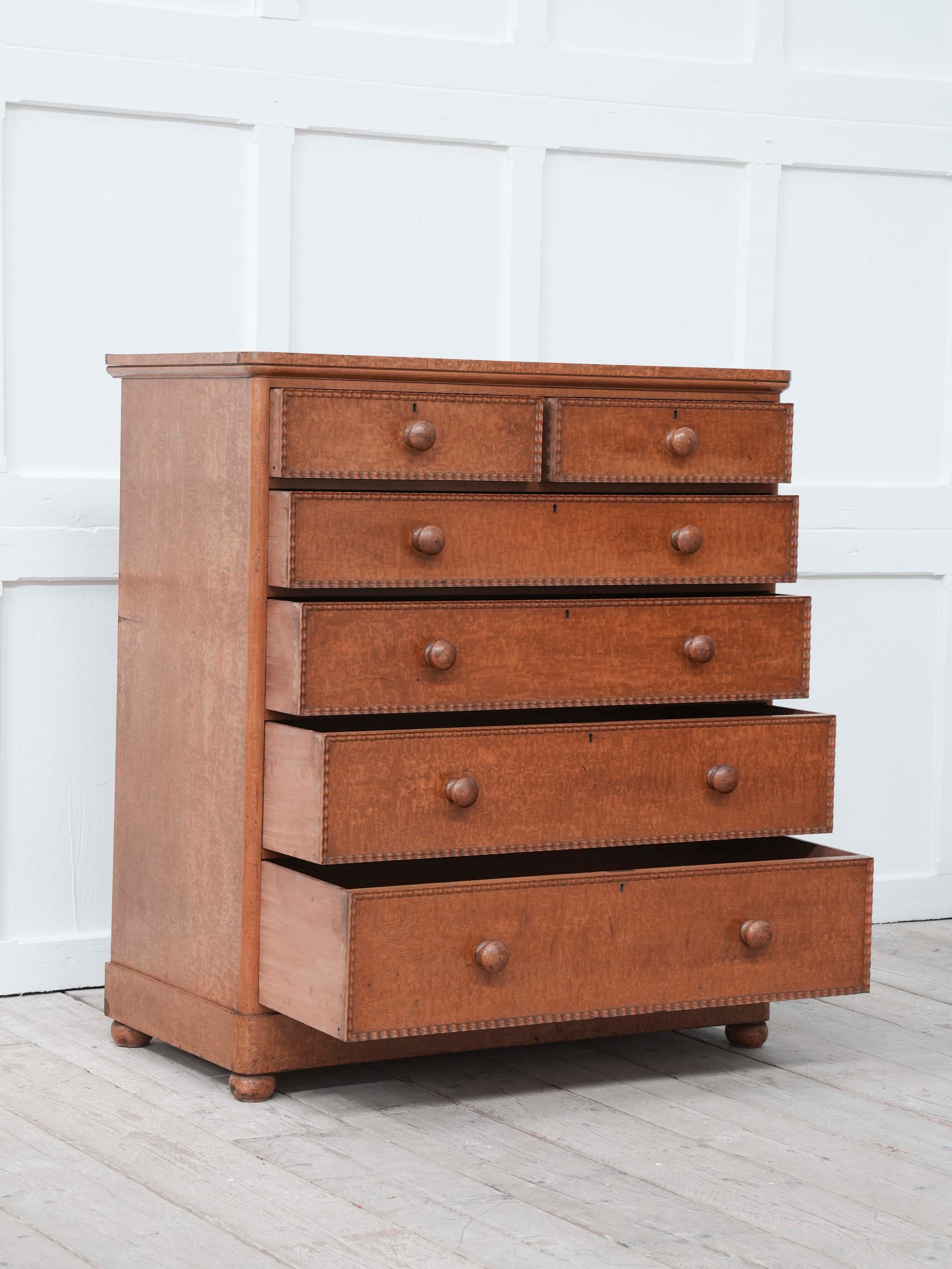 A 19th Century Burr Ash Chest of Drawers