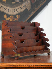 A Brass Bound Mahogany Campaign Desk Top Stationary Rack