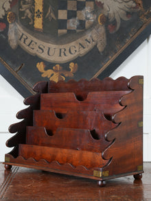 A Brass Bound Mahogany Campaign Desk Top Stationary Rack