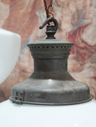 A Pair of Large Opaline Glass Pendant Lights