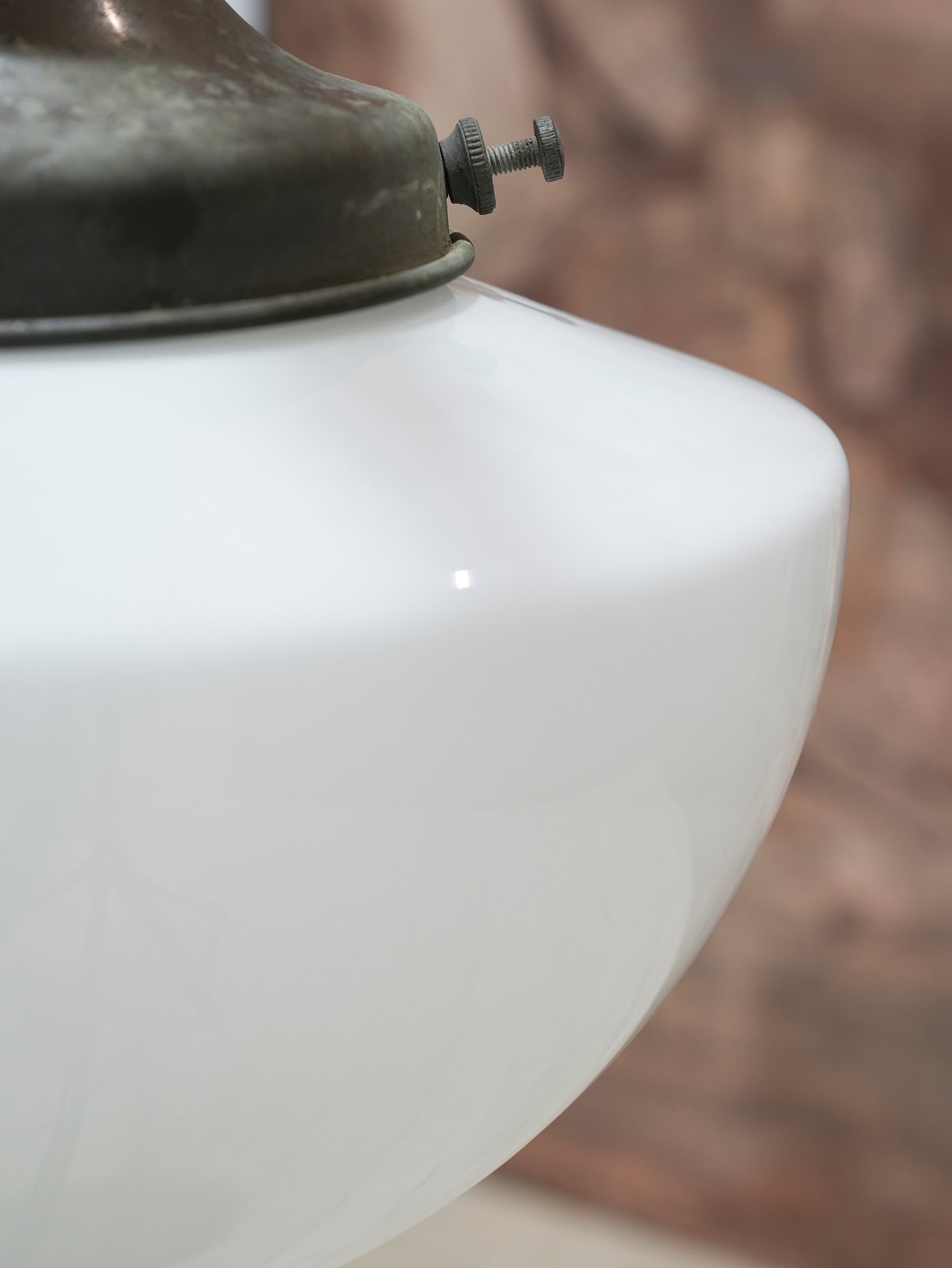 A Pair of Large Opaline Glass Pendant Lights