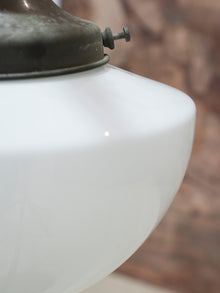 A Pair of Large Opaline Glass Pendant Lights