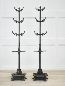 Two Late Regency Cast Iron Hat, Coat & Stick Stands
