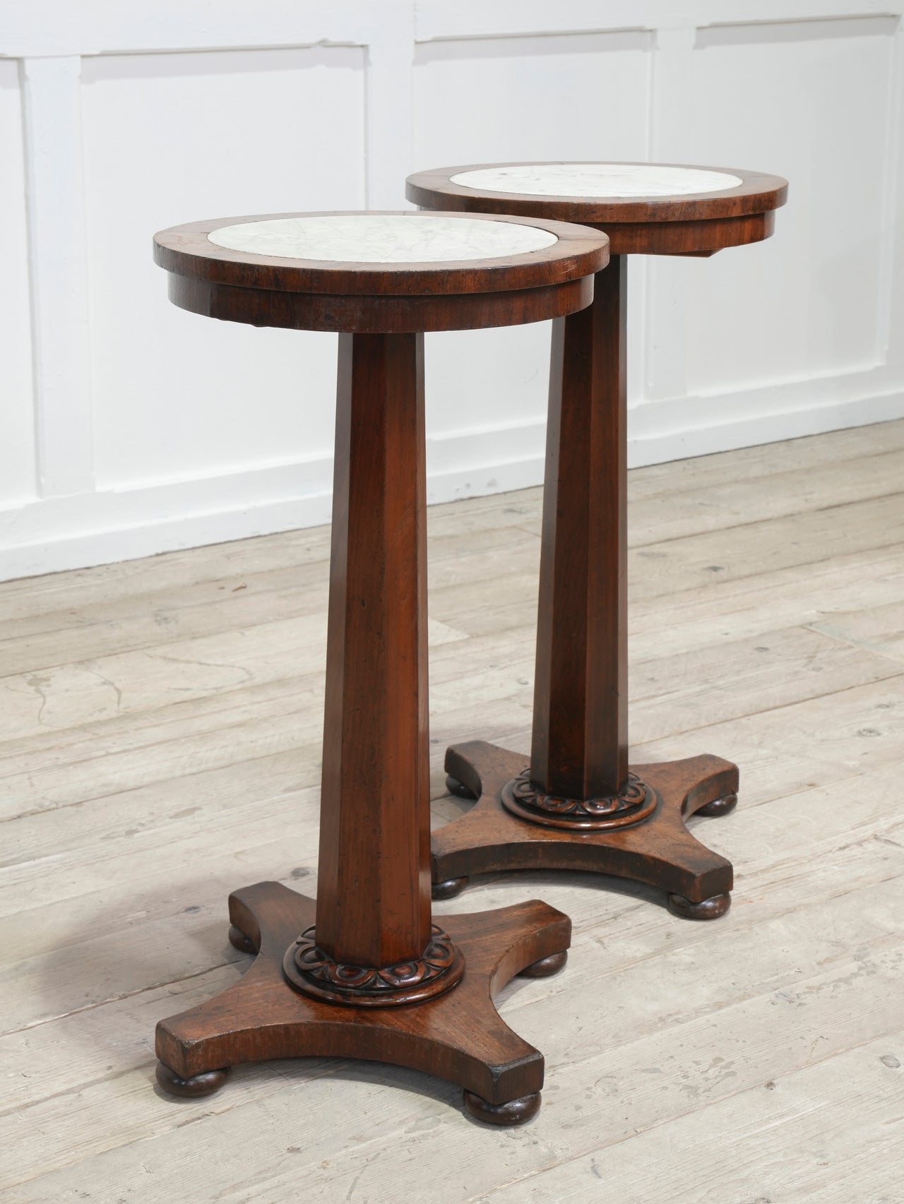 A Pair of 19th Century Mahogany & Marble Side Tables