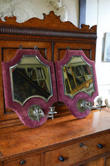 A Pair of Velvet Wall Mirror With Candle Sconces