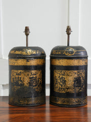 A Pair of Early 19th Century Toleware Tea Caddy Table Lamps