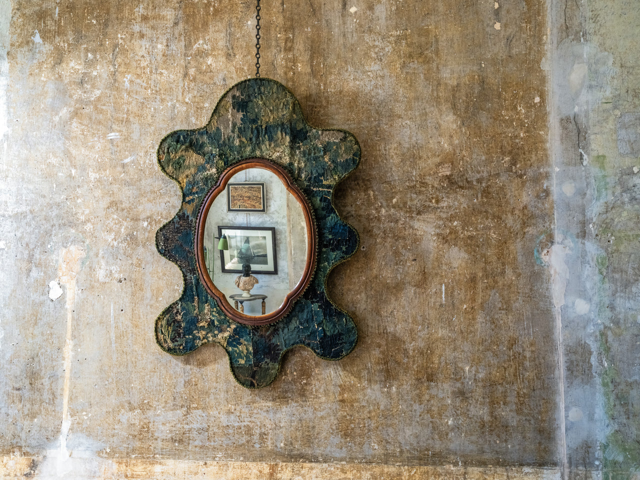 A Large Verdue Tapestrey Mirror