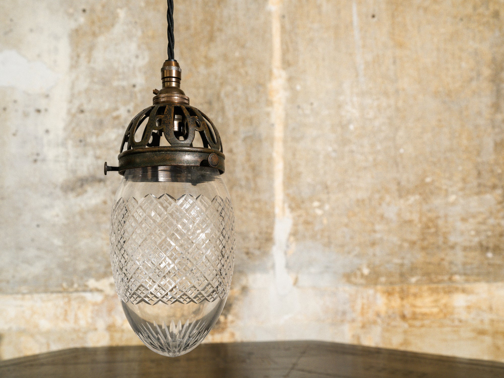 A Single Cut Glass Pendant Light