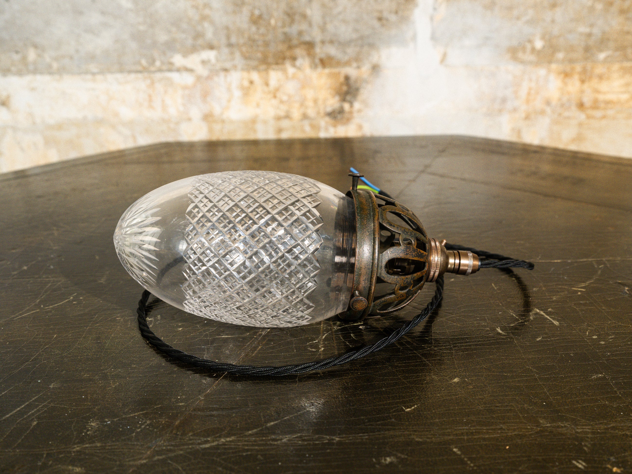 A Single Cut Glass Pendant Light