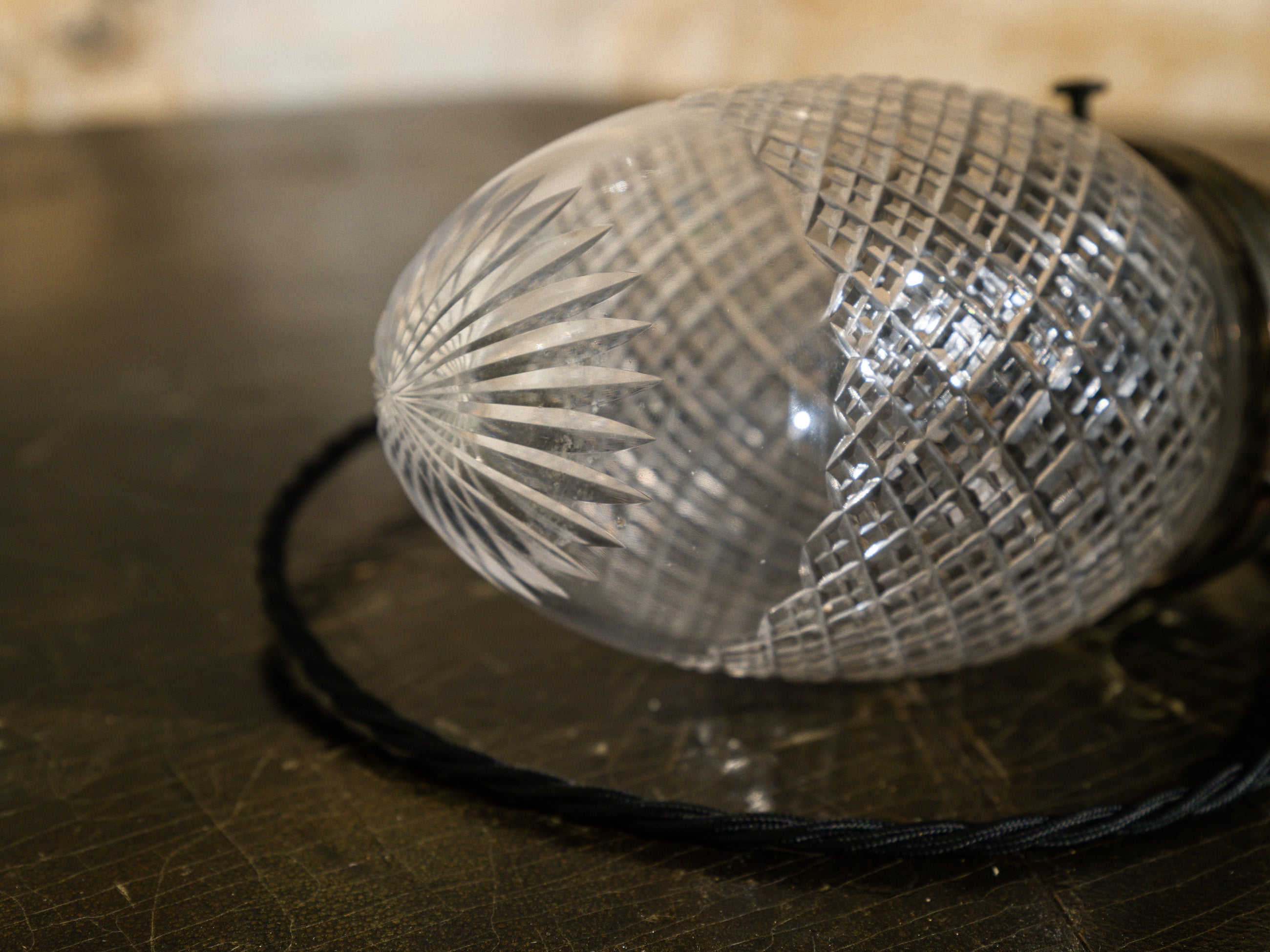 A Single Cut Glass Pendant Light