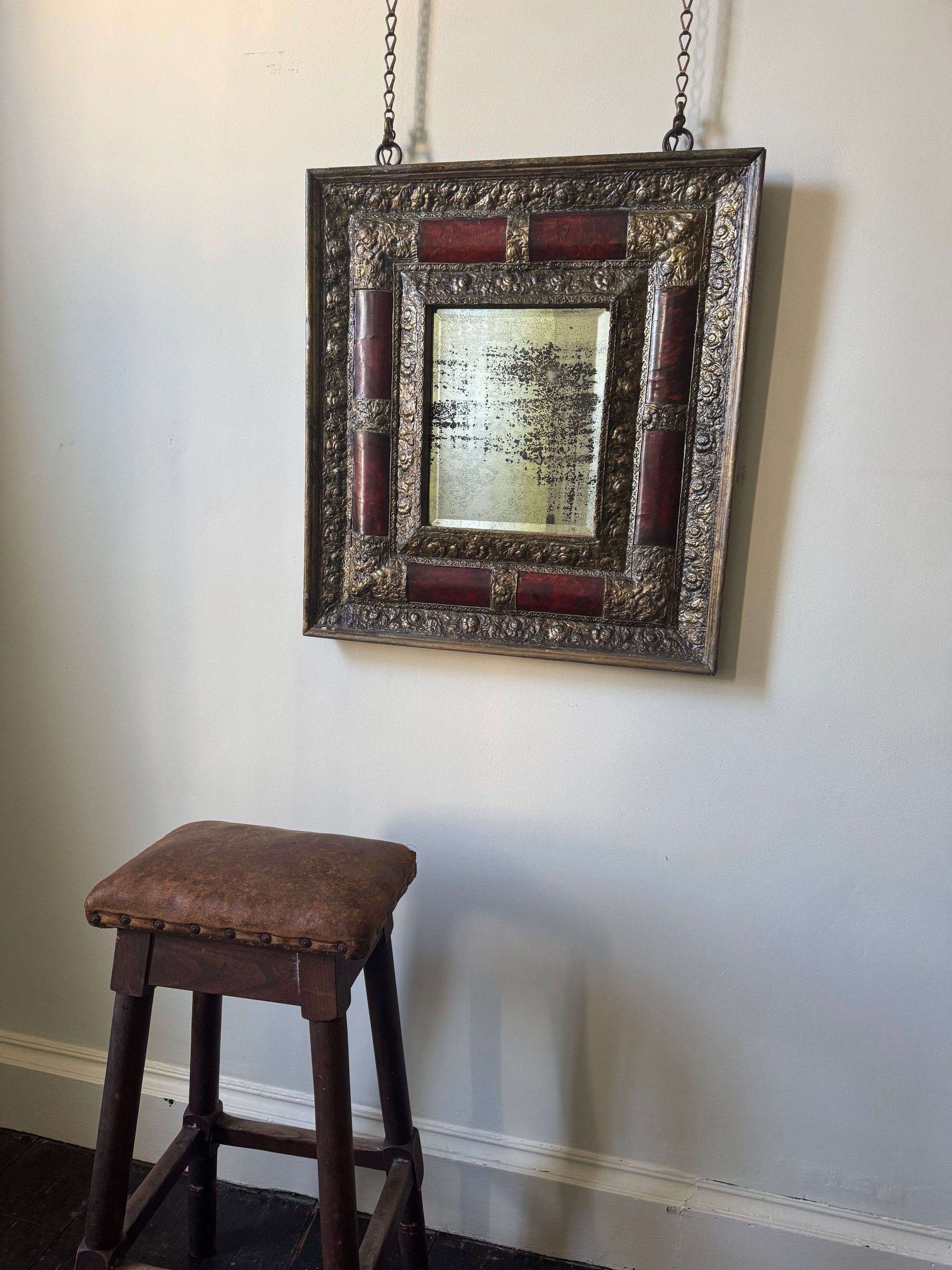 17th Century Tortoise Shell Repouse Mirror