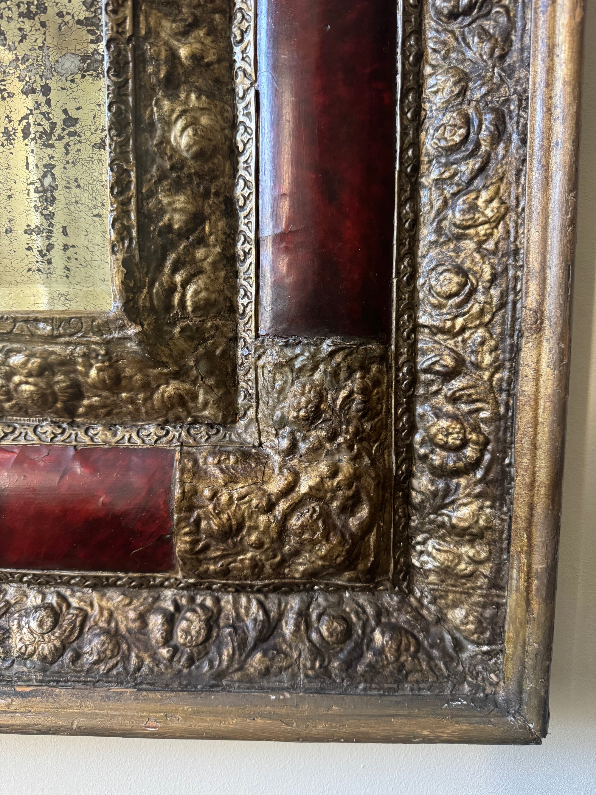 17th Century Tortoise Shell Repouse Mirror