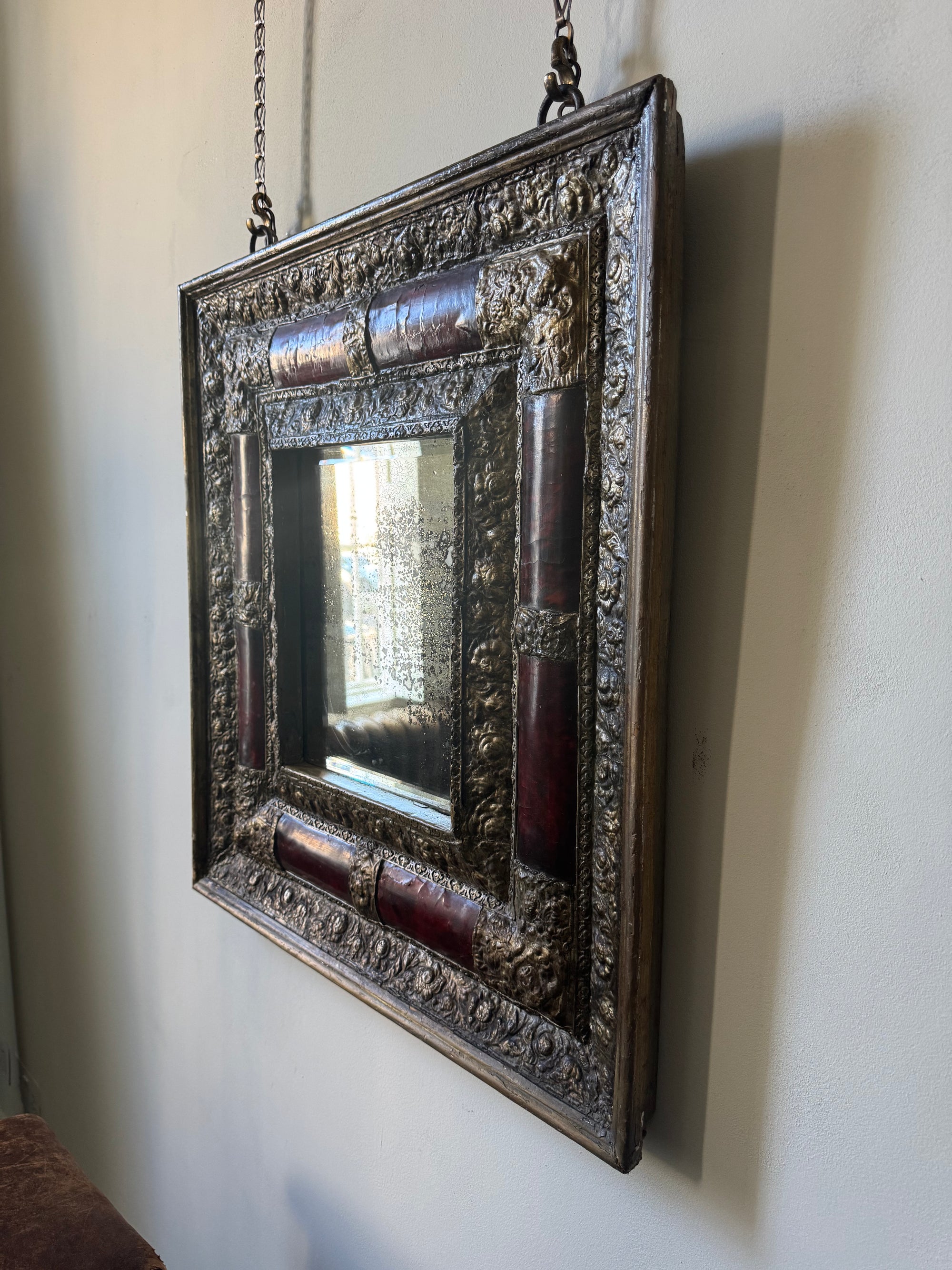 17th Century Tortoise Shell Repouse Mirror