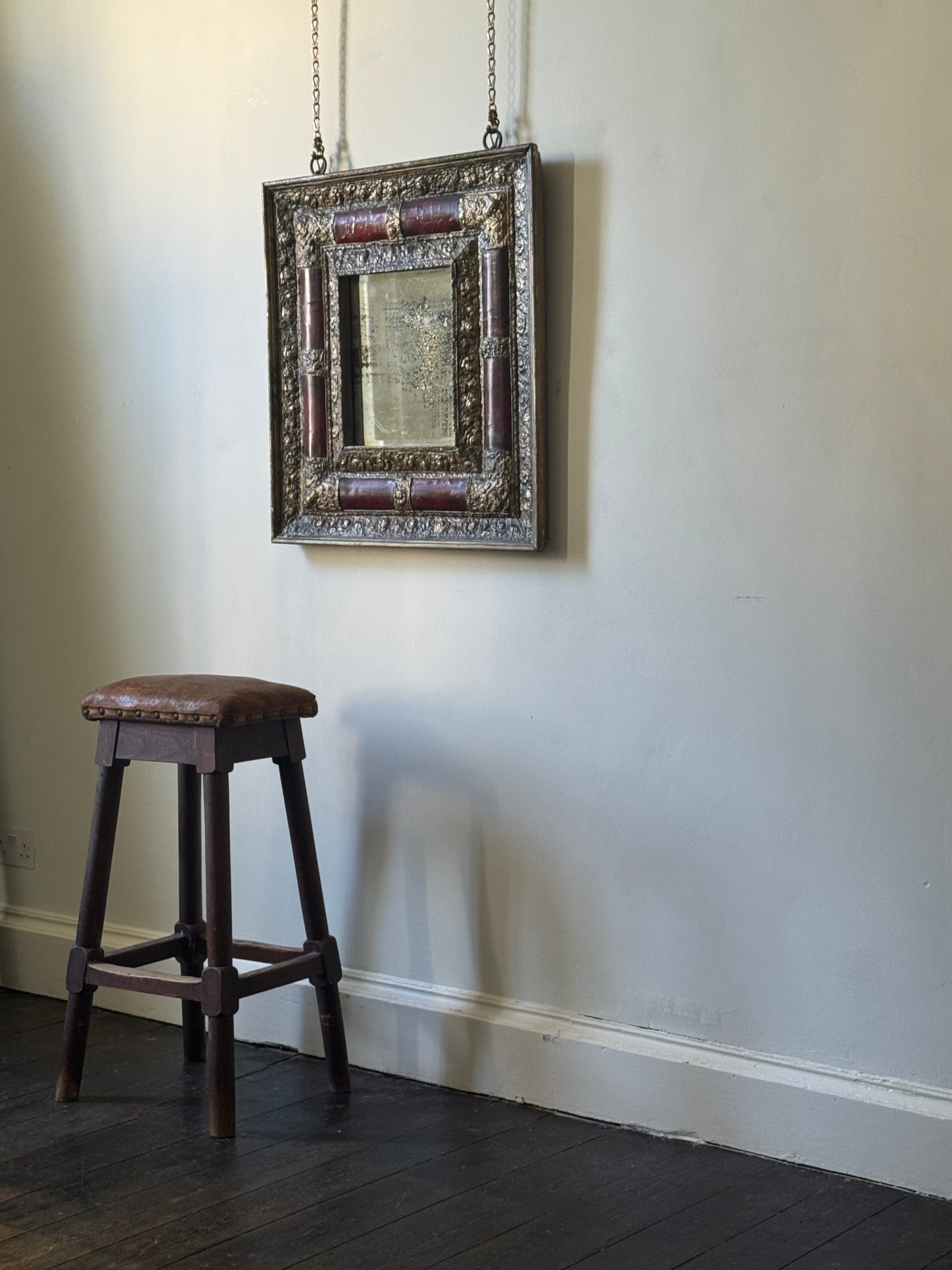 17th Century Tortoise Shell Repouse Mirror