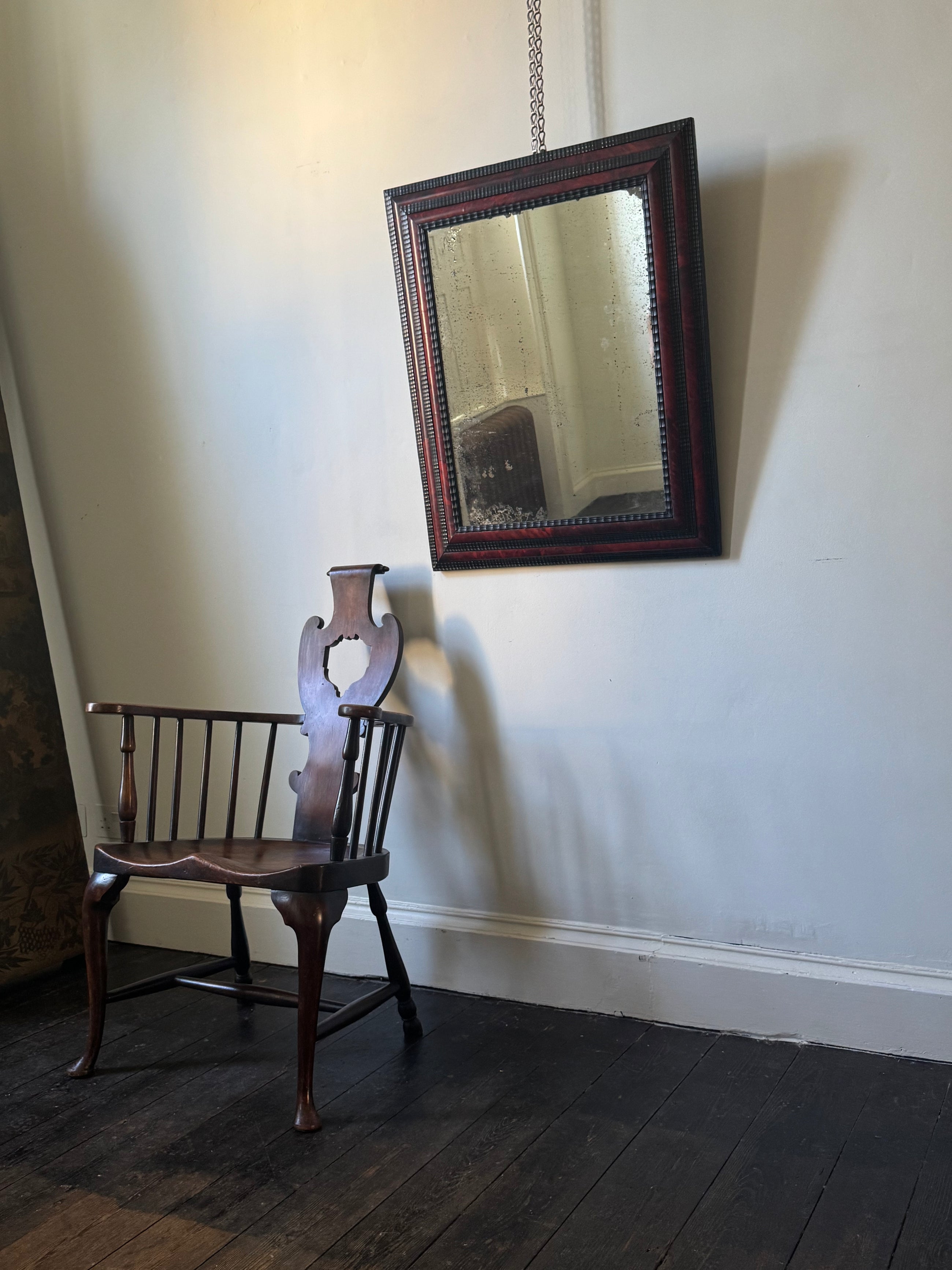 19th Century Tortoise Shell Ripple Framed Mirror