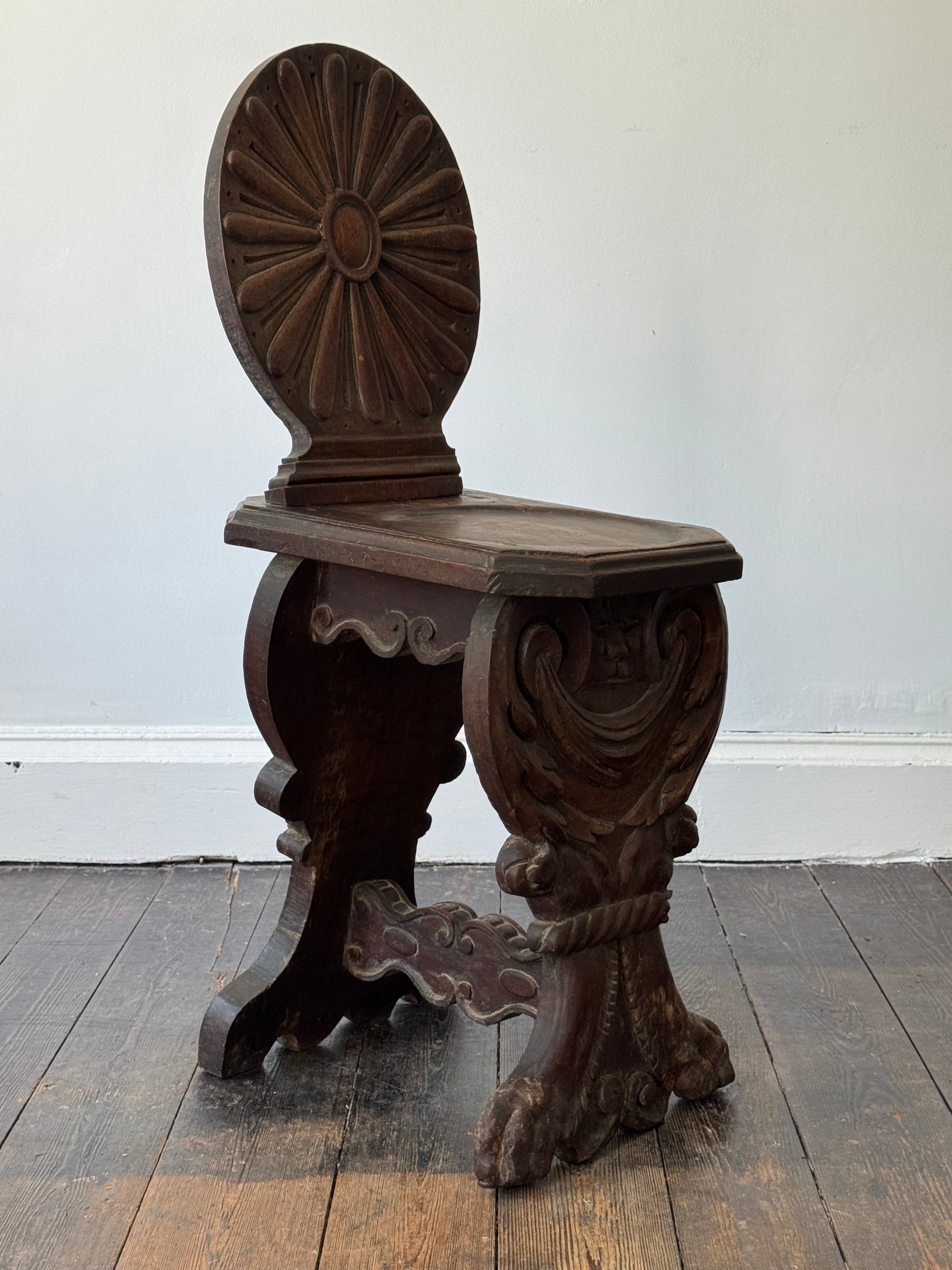 An 18th Century Walnut Sgabello Chair