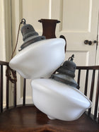 A Pair of Large Opaline Pendant Lights