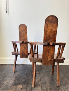 A Pair of Plank Back Country Chairs