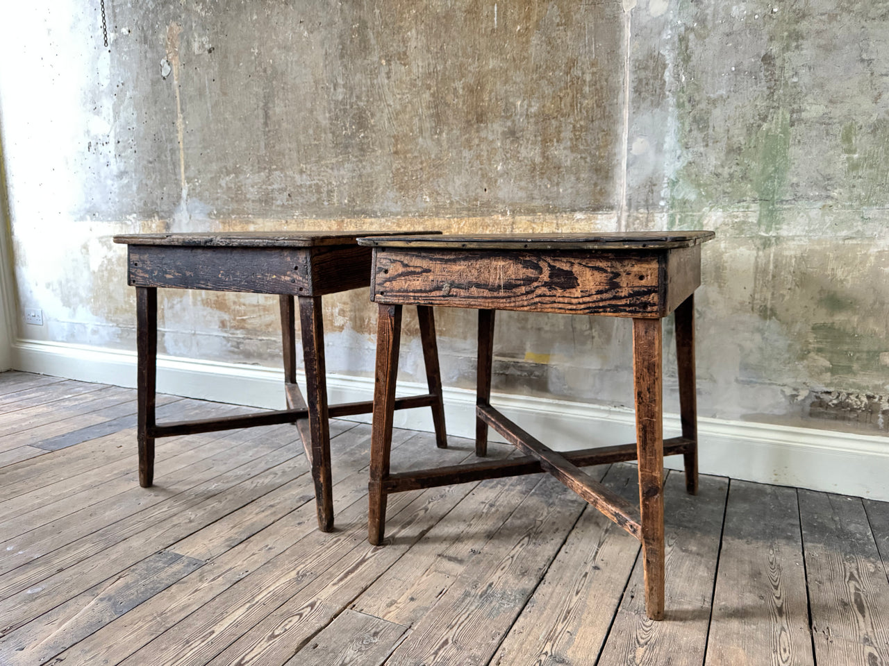 A Pair of 19th Century Scrubbed Pine Work Tables