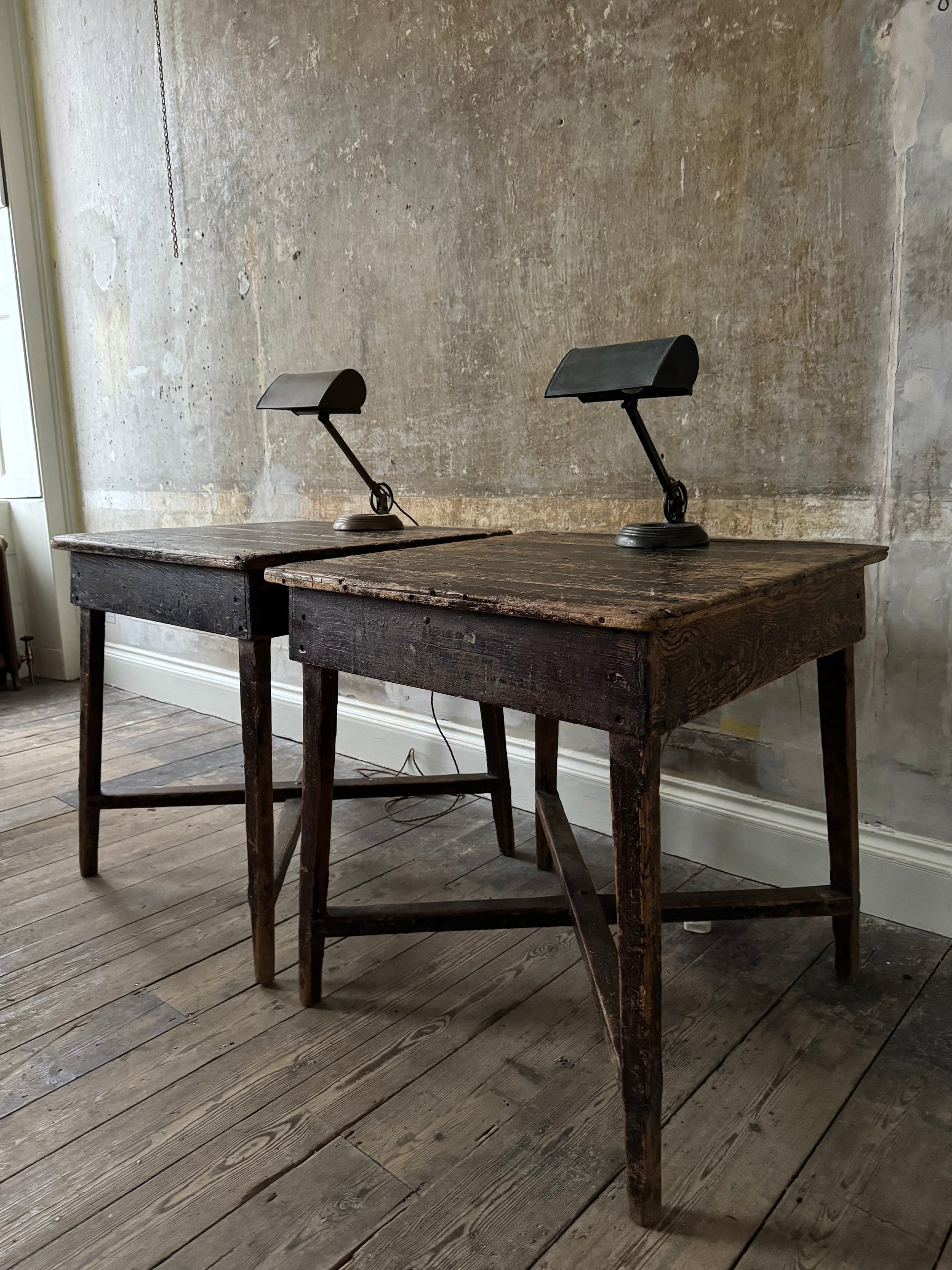 A Pair of 19th Century Scrubbed Pine Work Tables