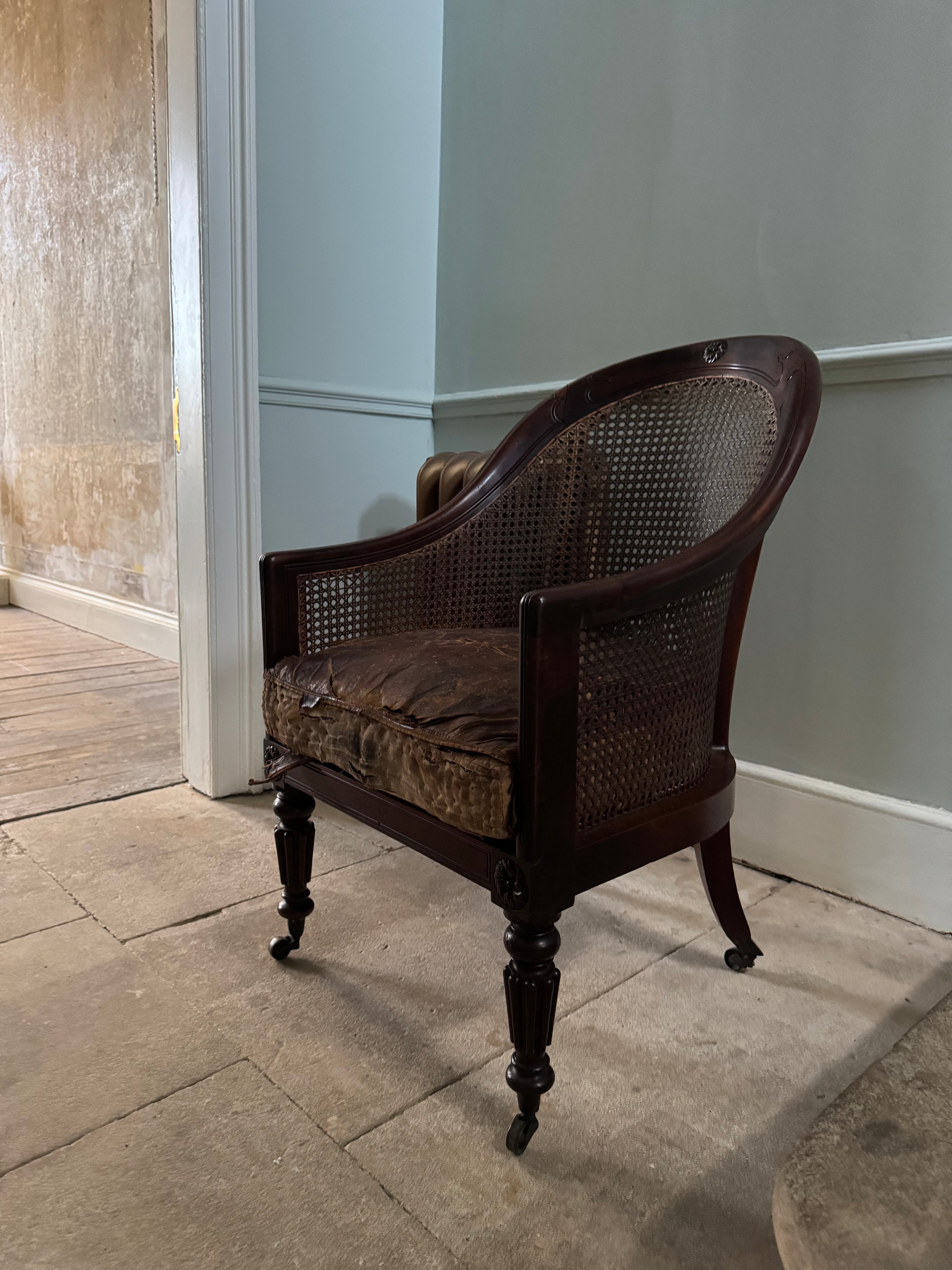 A Regency Mahogany Bergere Armchair Attributed to George Bullock