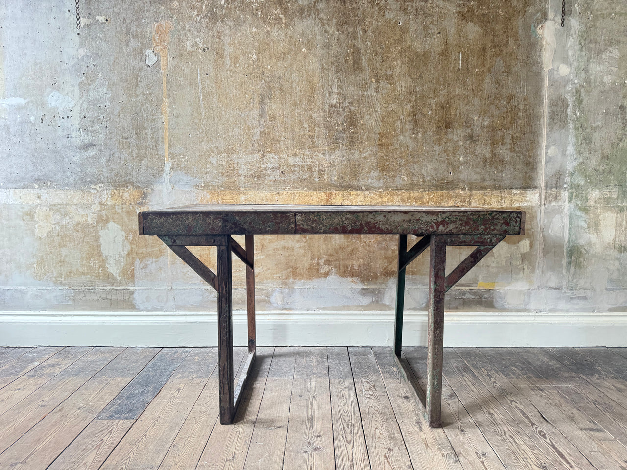 A Painted Steel Industrial Table