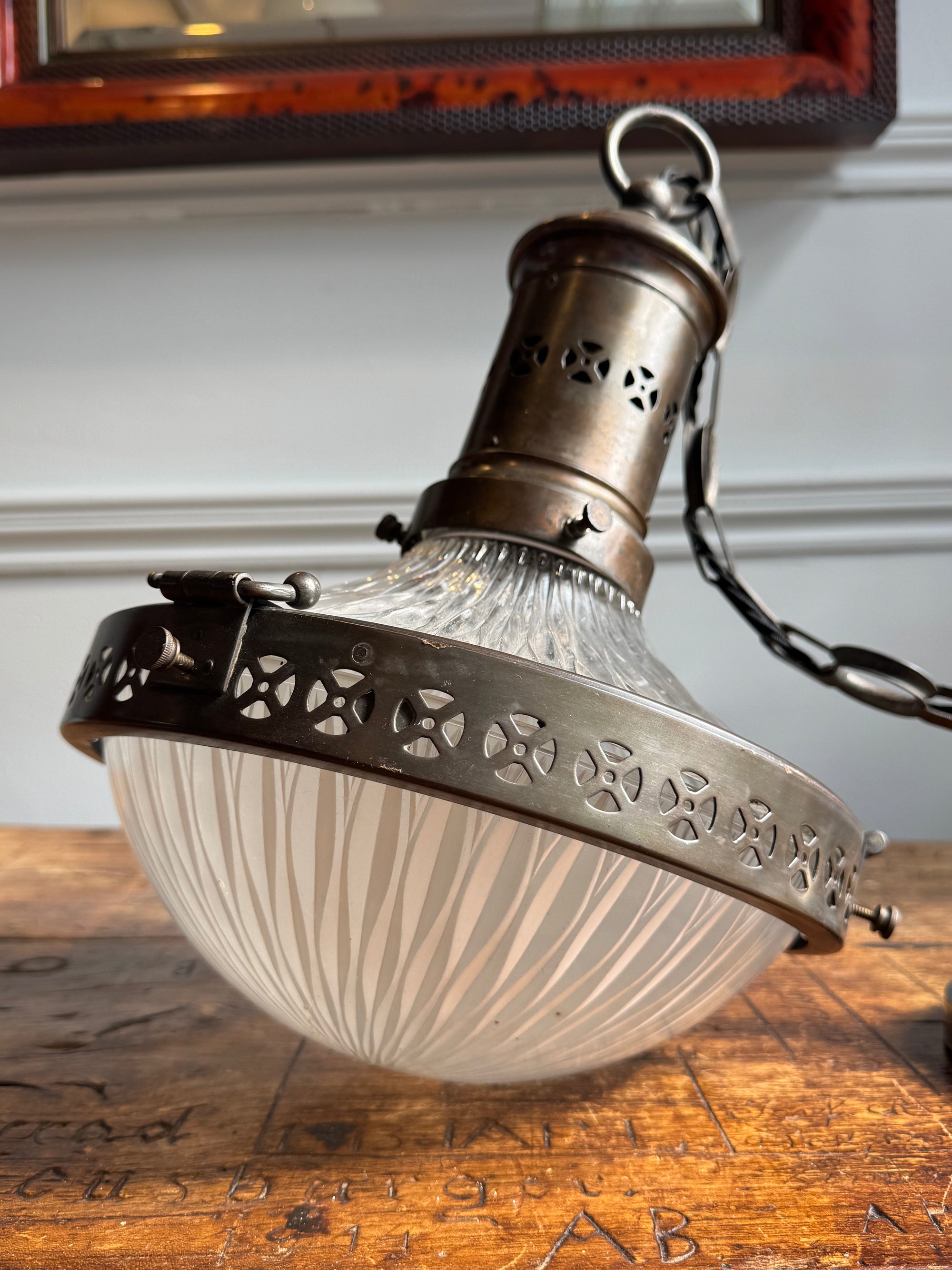 Belgian Holophane Pendant Light