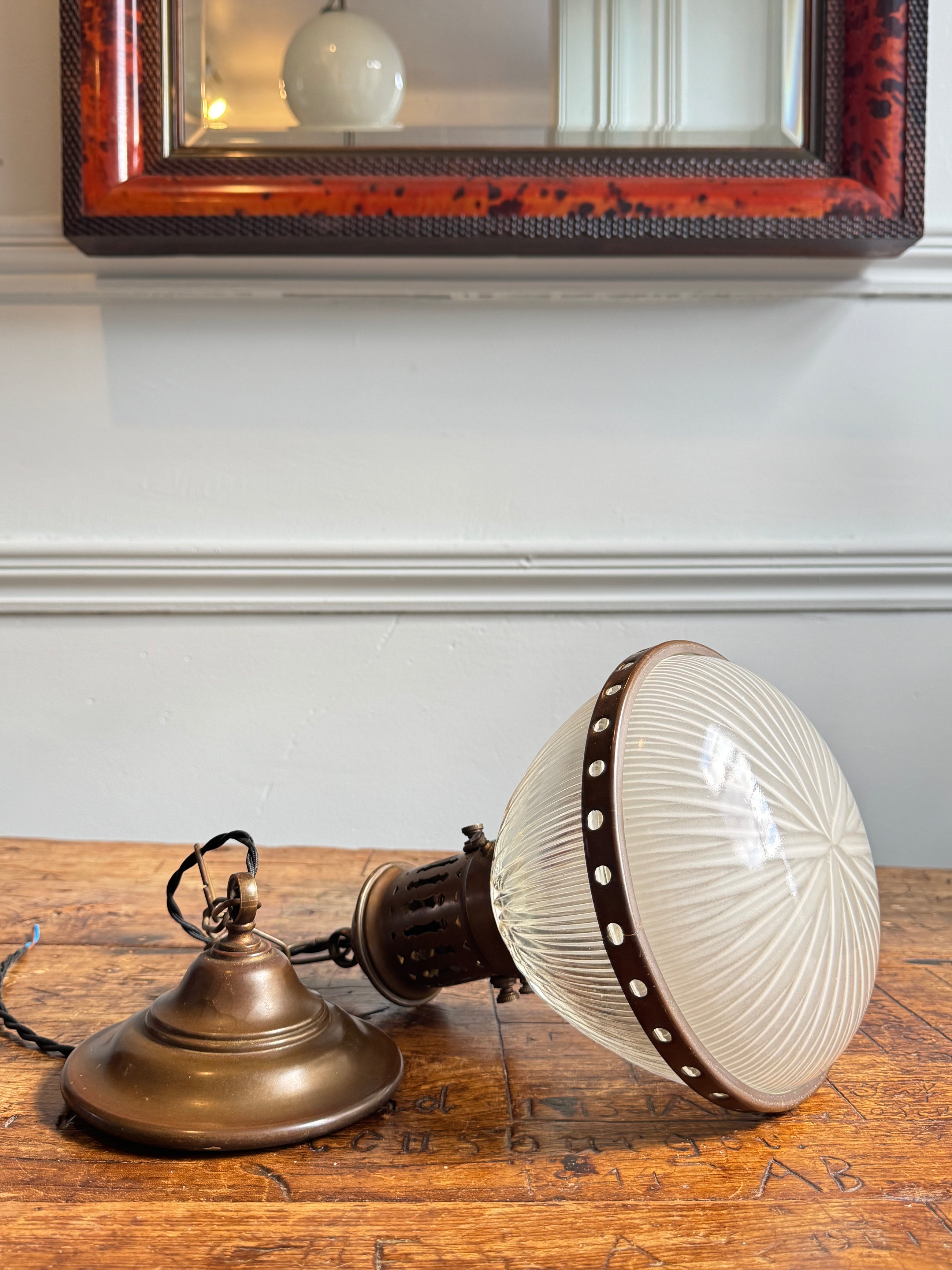 A French Holophane Pendant Light