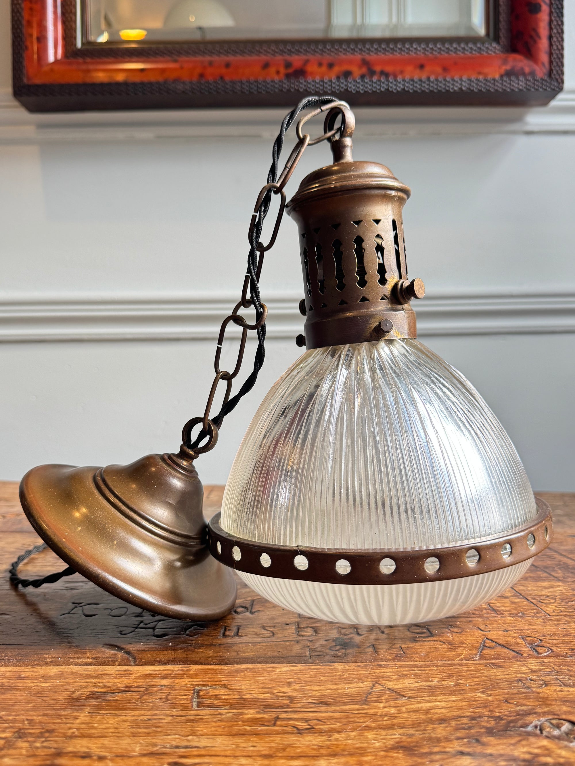 A French Holophane Pendant Light