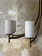 Brass & Opaline Glass 1960s Italian Chandelier