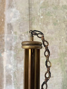 Brass & Opaline Glass 1960s Italian Chandelier