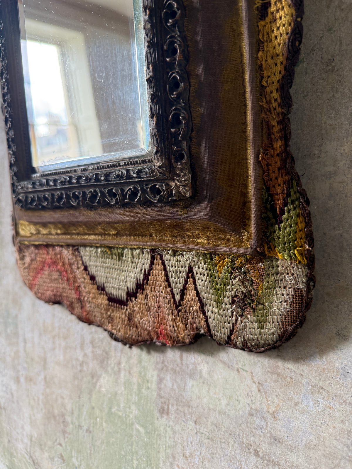 A Flame Stitch Wall Mirror