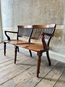 A 1920s Oak Two Seater Bench